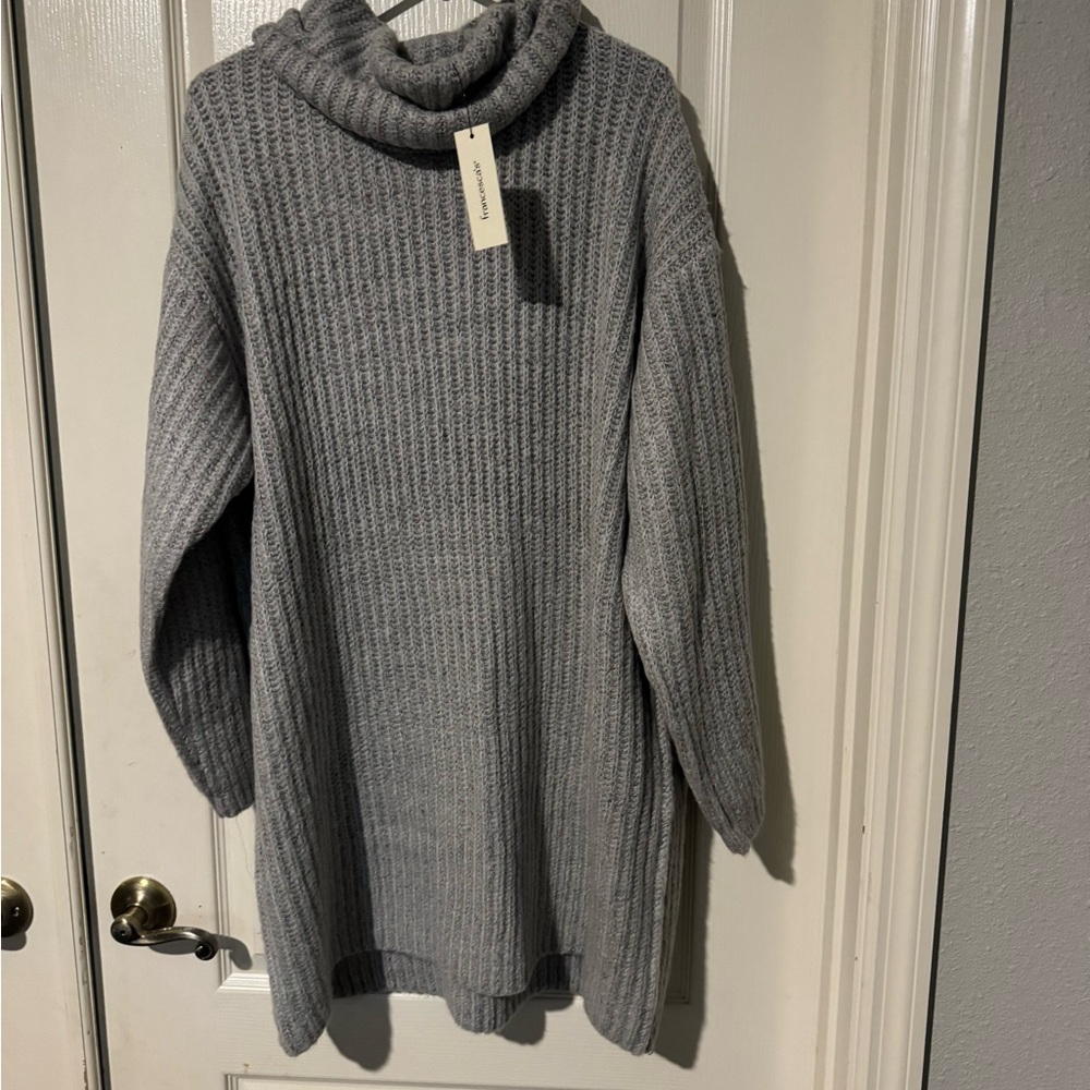 Francesca's Collections Heather Gray Cowl Neck Dress